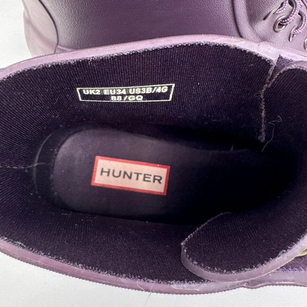 Hunter Original Lace-Up Purple Rubber Rain Boots Kids US 3B/4G EU 34 UK 2